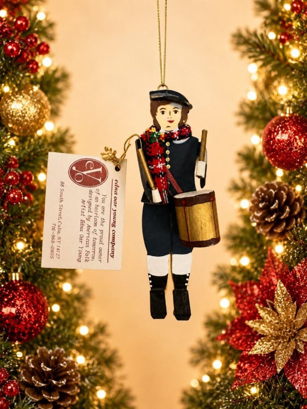 Edna Young 1995 Shadowdancer Drummer Boy Metal Ornament 4 1/2"